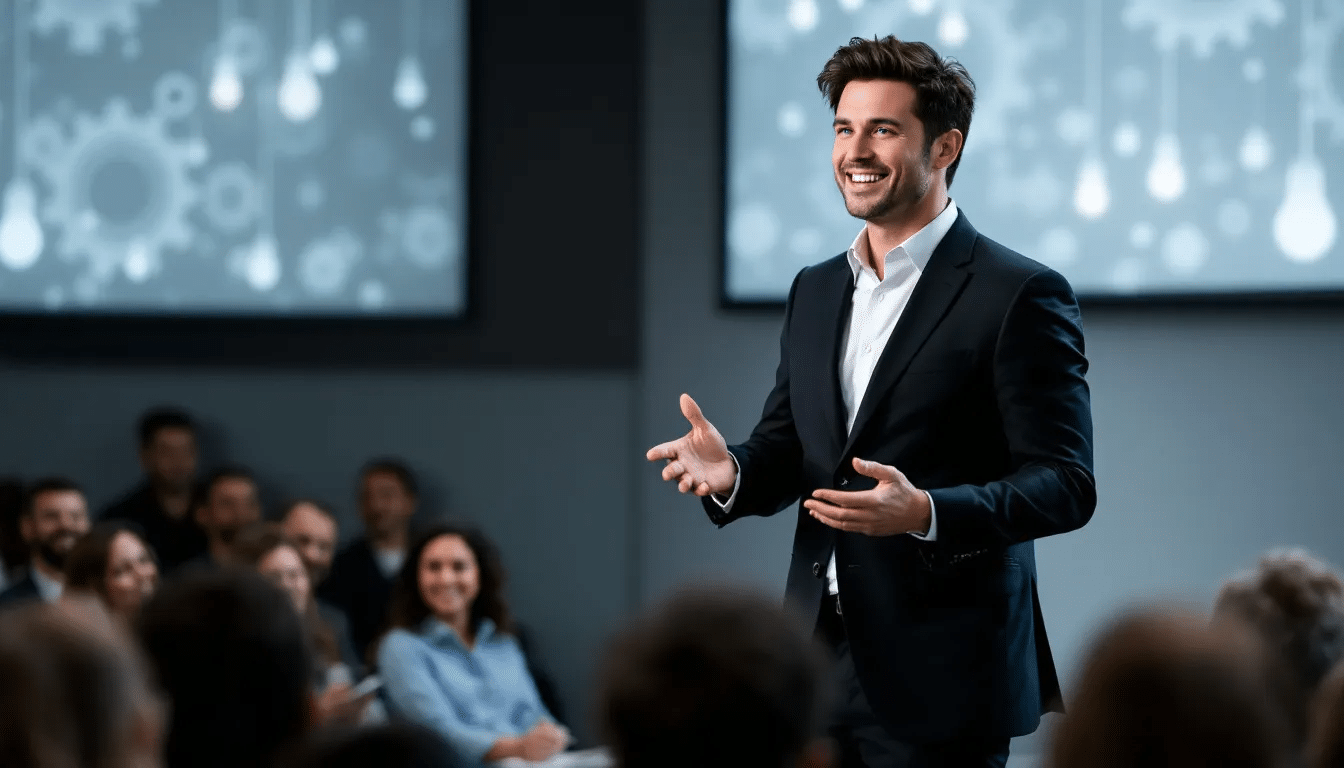 Marc Yaffee engaging with an audience, demonstrating his unique style as a motivational speaker.